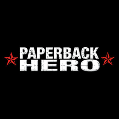 PAPERBACK HERO - LOGO - PREMIUM WOMEN'S CROPPED PULLOVER HOODIE - BLACK Design