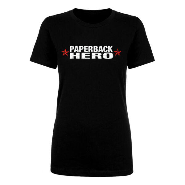 PAPERBACK HERO - LOGO - PREMIUM WOMEN'S S/S TEE - BLACK Thumbnail