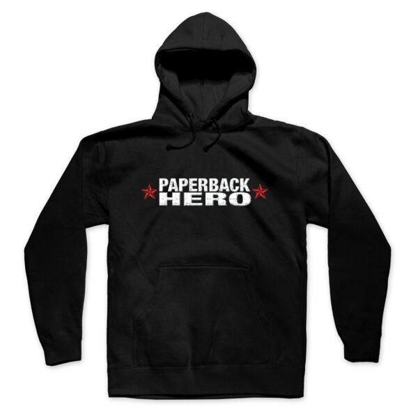 PAPERBACK HERO - LOGO - PREMIUM UNISEX PULLOVER HOODIE - BLACK Thumbnail
