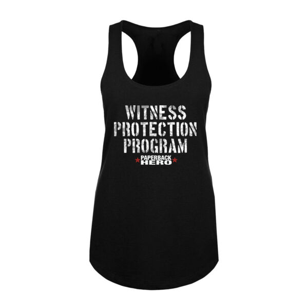 WITNESS PROTECTION PROGRAM - PREMIUM WOMEN'S RACERBACK TANK TOP - BLACK Thumbnail