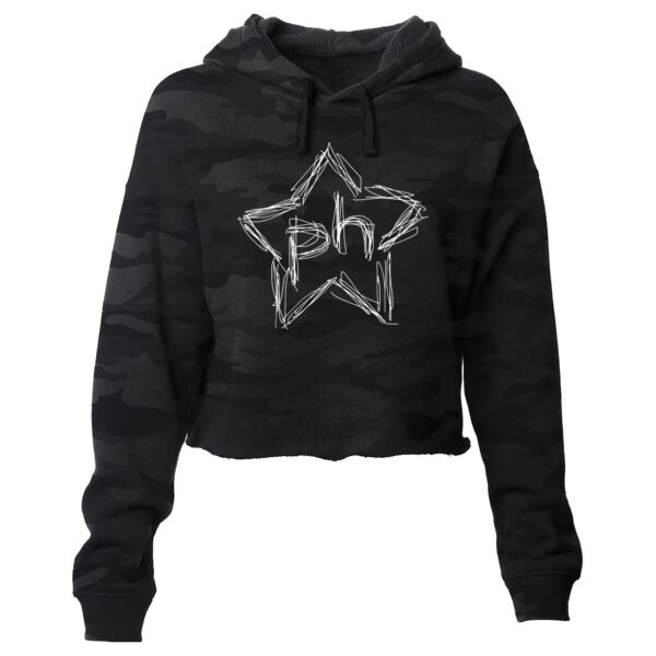 PAPERBACK HERO - ROCKSTAR - PREMIUM WOMEN'S CROPPED PULLOVER HOODIE - SHADOW CAMOFLOUGE Thumbnail